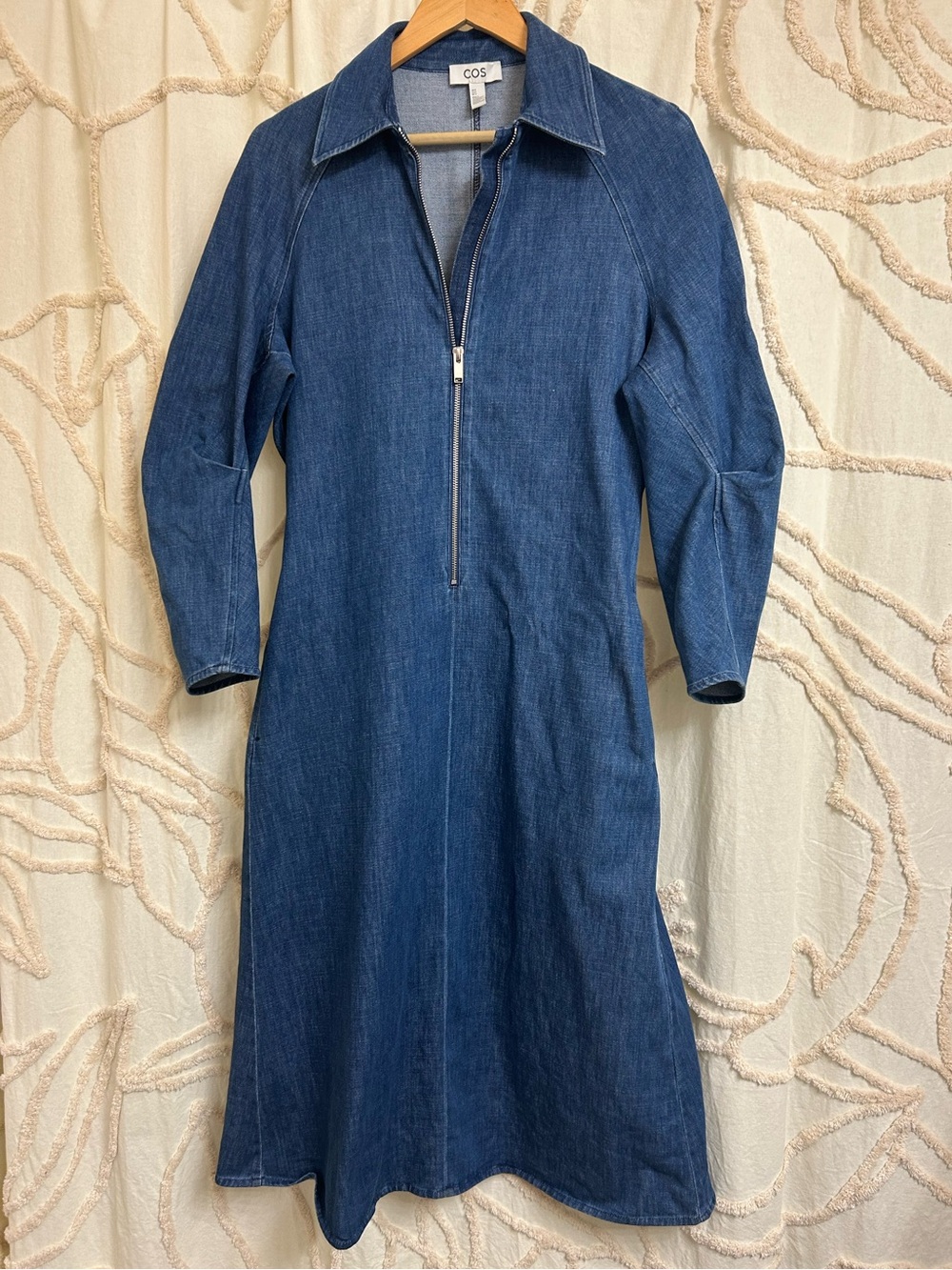 COS Half-Zip Denim Long Sleeve Mini Dress Size 8 - Picture 6 of 16